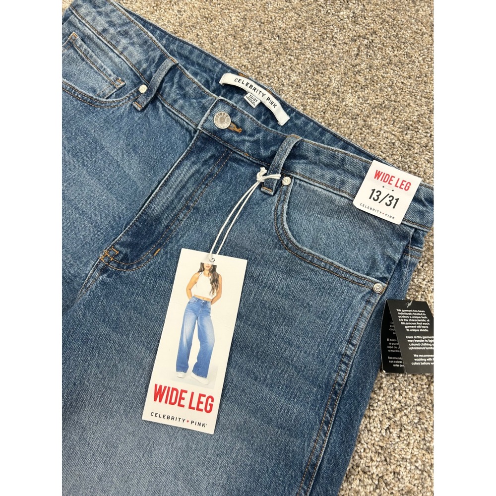 Celebrity Pink Womens Wide Leg Jeans Medium Wash High Rise Size 13/31 NWT #0917